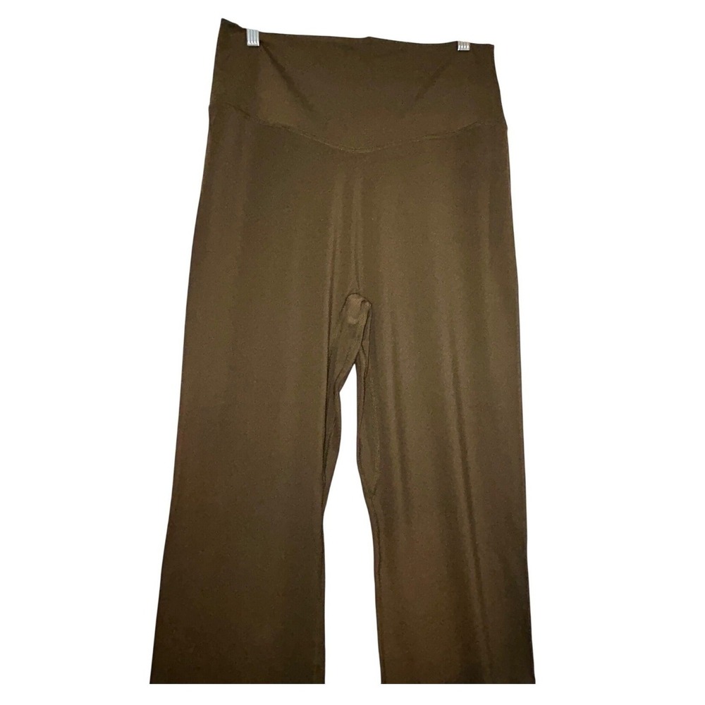Drapey Wide Leg High Waisted‎ Yoga Pants Olive Green Plus Size XXXL